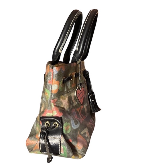 EUC VINTAGE Y2K Dooney & Bourke Black Mini Tassels Graffiti Bag Rainbow Zipper - Picture 3 of 12